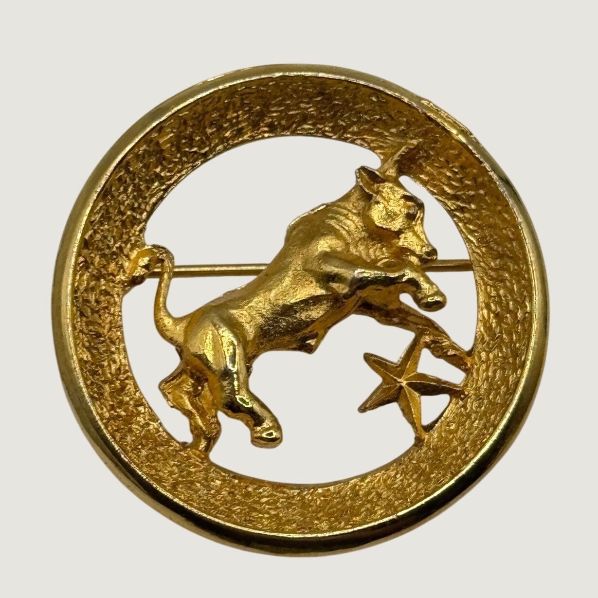 Vintage Park Lane Gold Tone Pin Brooch Taurus Zodiac Horoscope
